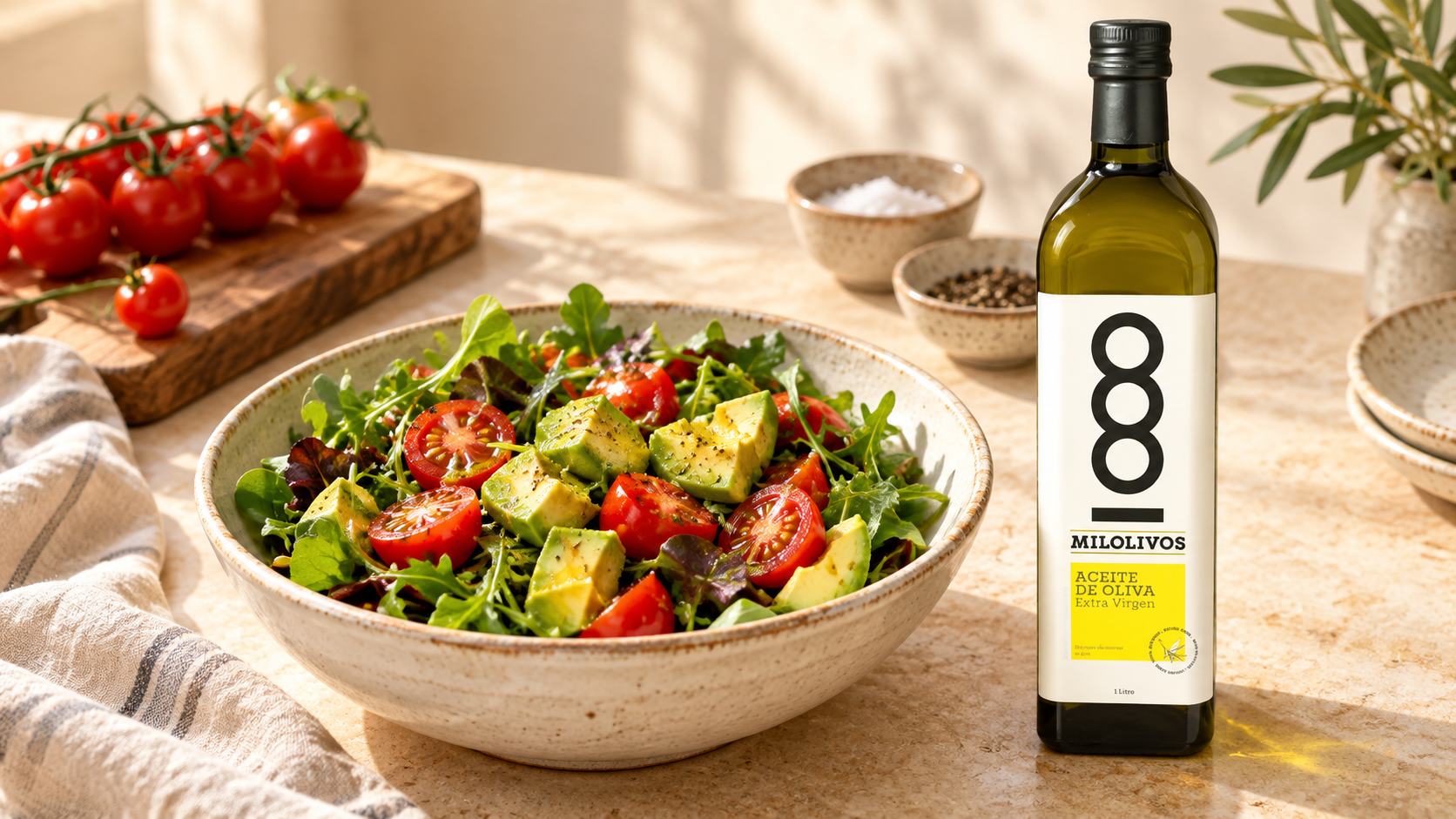 Ensalada fresca con aceite de oliva
